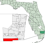 Map of Florida highlighting Miramar